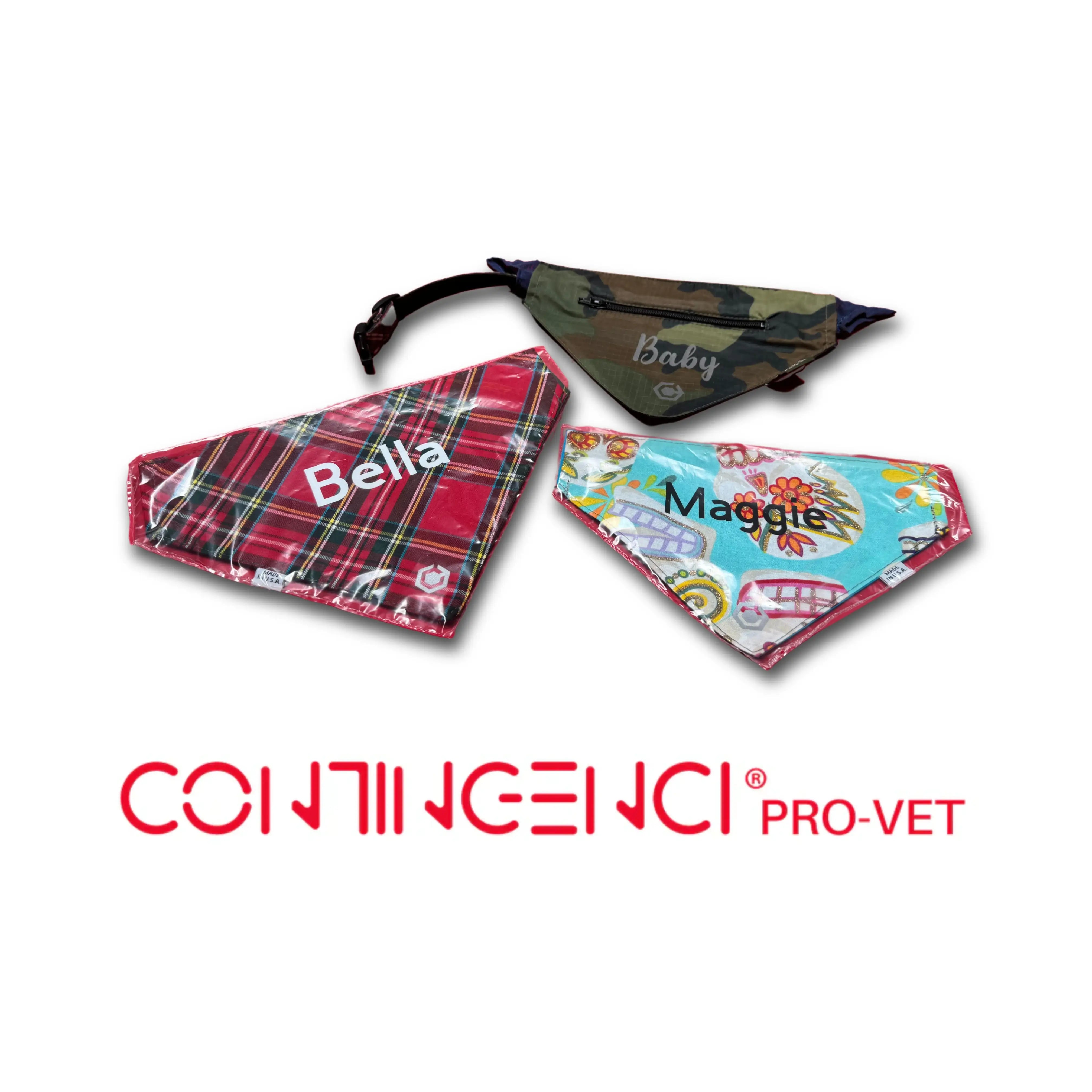 Custom logo service for pet bandannas with pet names